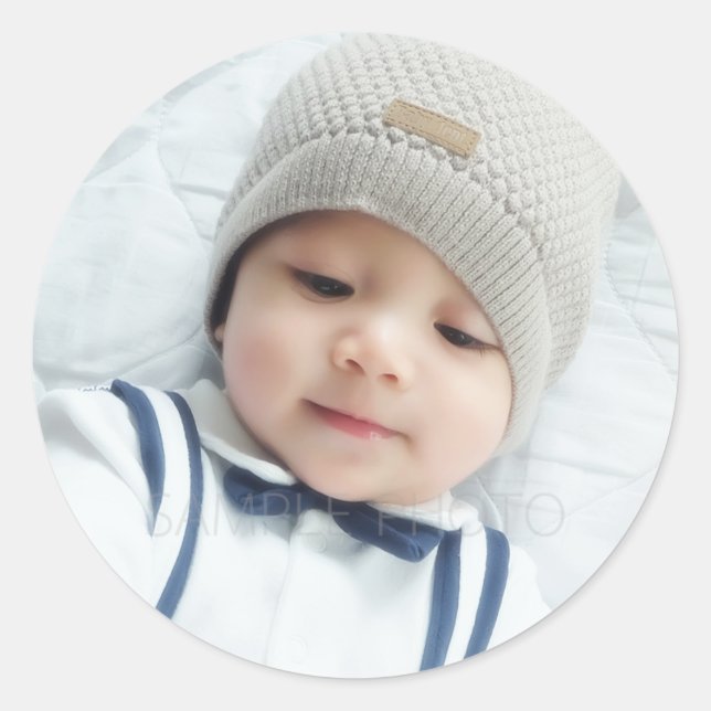 Custom Photo Classic Round Sticker (Front)