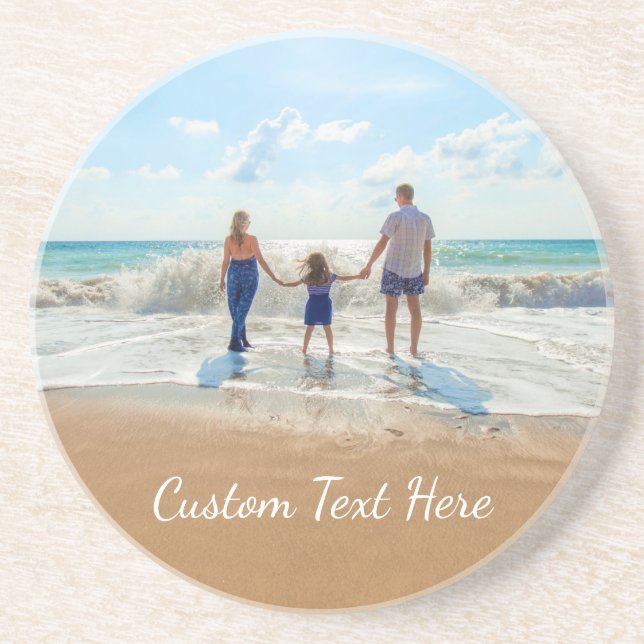 Custom Photo Coaster Personalised Text (Front)