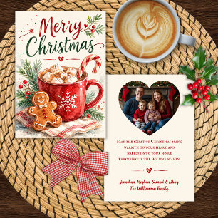 Custom Photo Cocoa and Gingerbread Christmas Card