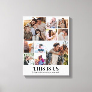 Custom Photo Collage 10 Pictures Grid 11x14 White Canvas Print