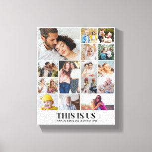 Custom Photo Collage 15 Pictures 8x10 16x20 White Canvas Print