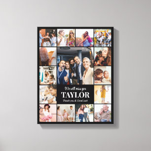 Custom Photo Collage 15 Pictures Grid 11x14 Black Canvas Print