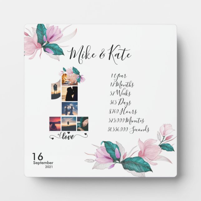 Custom Photo Collage 1st Anniversary for boyfriend Plaque (Front)