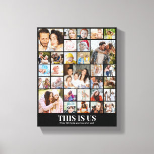 Custom Photo Collage 30 Pictures 8x10 16x20 Black Canvas Print