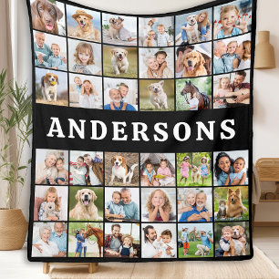 Custom Photo Collage 36 Personalised Modern Family Fleece Blanket