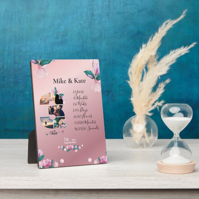 Custom Photo Collage 3rd Anniversary for boyfriend Plaque (Side)