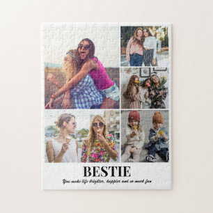 Custom Photo Collage 5 Pictures 11x14 White Jigsaw Puzzle
