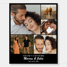 Custom Photo Collage 5 Pictures 8x10 16x20 Black