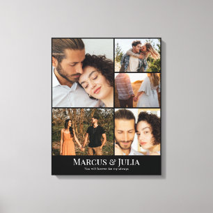 Custom Photo Collage 5 Pictures 8x10 16x20 Black Canvas Print