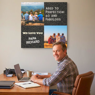Custom Photo Collage 60th Birthday Gifts for Men Canvas Print