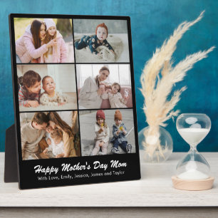 Custom Photo Collage 6 Picture Grid 8x10 Black Plaque