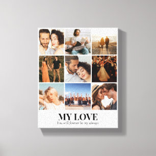 Custom Photo Collage 9 Pictures 8x10 16x20 White Canvas Print