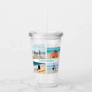 Custom Photo Collage Acrylic Tumbler with Text