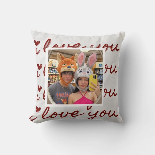 Custom Photo Collage Aesthetic couple throw pillow (Front)