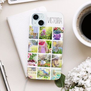 Custom Photo Collage and Name iPhone 15 Mini Case