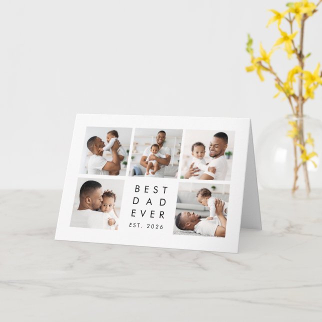 Custom Photo Collage Best Dad Ever Card (Yellow Flower)