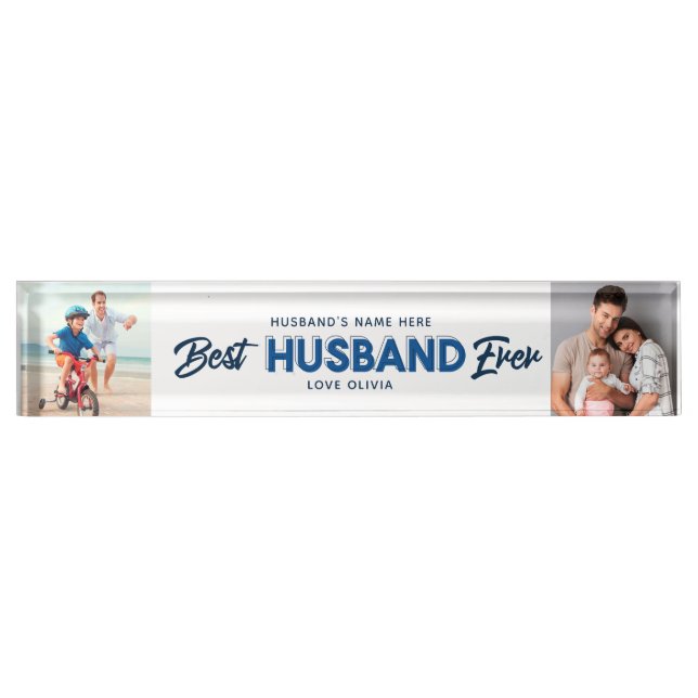 Custom Photo Collage Best Husband Ever Nameplate (Front)