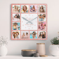Custom Photo Collage Besties Blush Pink Glitter
