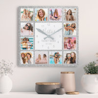 Custom Photo Collage Besties Silver Glitter Glam