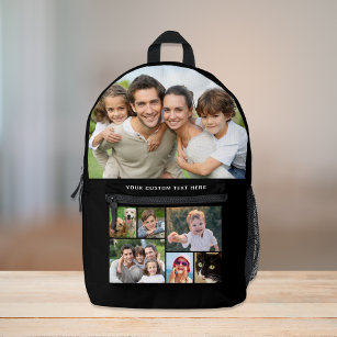 Custom Photo Collage Black Printed Backpack