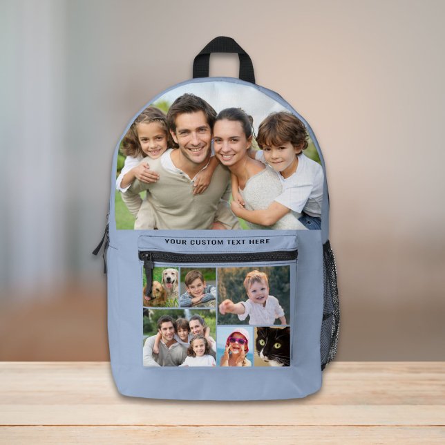 Custom Photo Collage Blue Printed Backpack (Creator Uploaded)