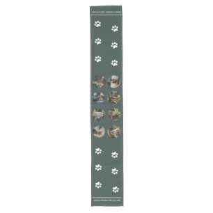 Custom Photo Collage Cats green Long Table Runner