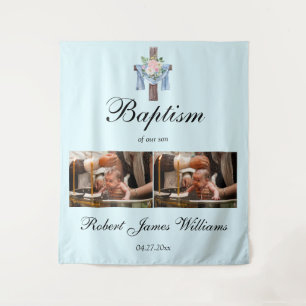 Custom Photo Collage Christening Baptism Backdrop  Tapestry