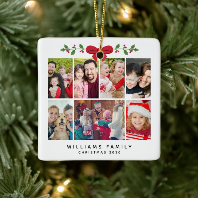 Custom Photo Collage Christmas Ornament (Tree)