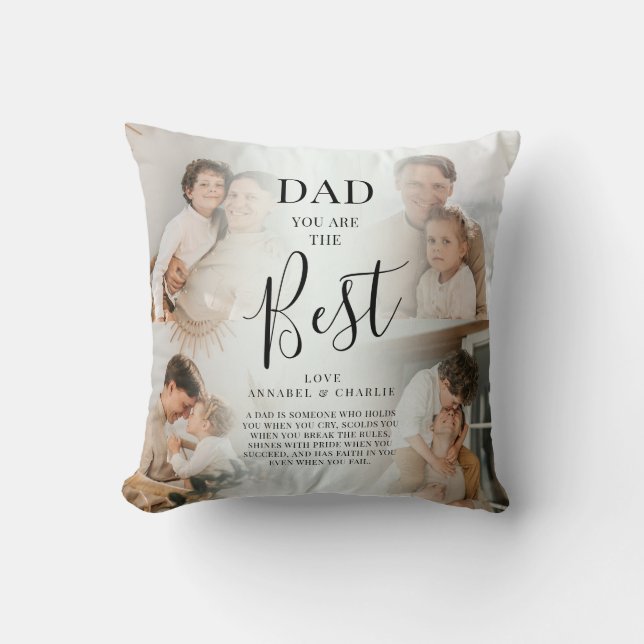 Custom Photo Collage Dad Keepsake Cushion (Front)