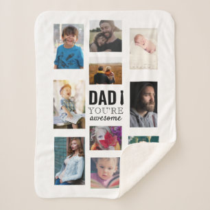 Custom Photo Collage Dad You're Awesome Gift Sherpa Blanket