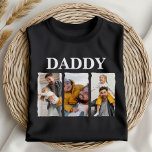 Custom Photo Collage Daddy – Personalised Gift T-Shirt<br><div class="desc">Celebrate your favourite moments with this custom photo collage design featuring a bold "DADDY" title above three personal pictures. Perfect for Father’s Day, birthdays, or just to show love, this design captures joyful memories with kids in a fun and heartfelt layout. The text “DADDY” can be personalised to say “PAPA,...</div>