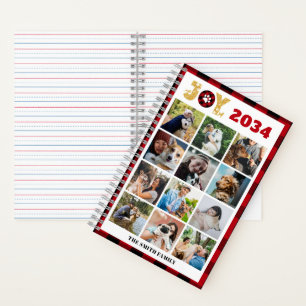 Custom Photo Collage Dog Lover Red Buffalo Plaid Notebook