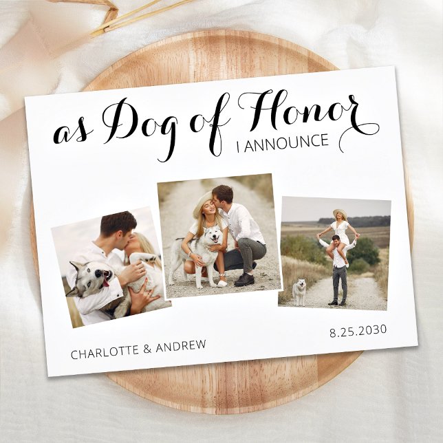 Custom Photo Collage Dog Of Honour Elopement Announcement Postcard (Creator Uploaded)