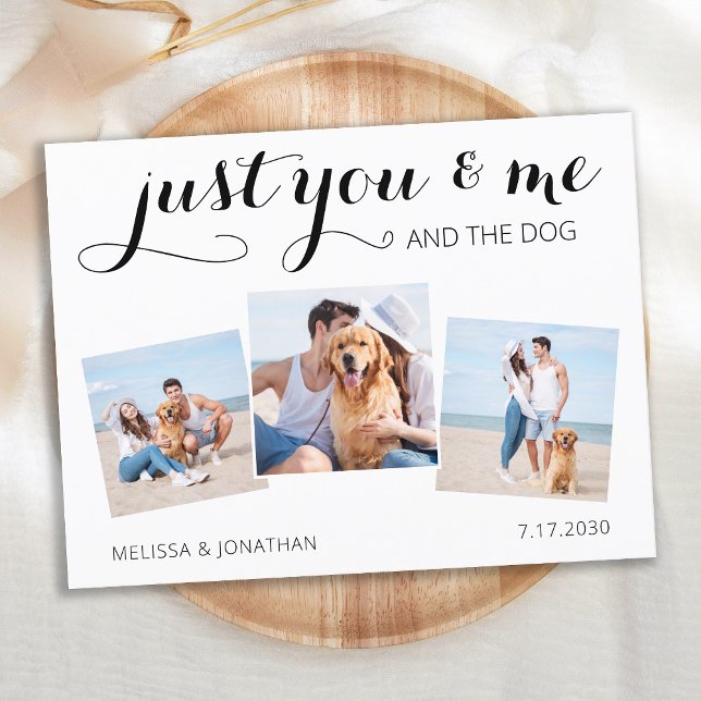 Custom Photo Collage Dog Wedding Just Married Announcement Postcard (Creator Uploaded)