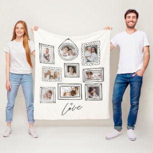 Custom Photo Collage Family Love Fleece Blanket