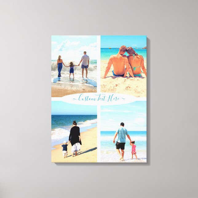 Custom Photo Collage Family Love Personalised Text Canvas Print (Front)