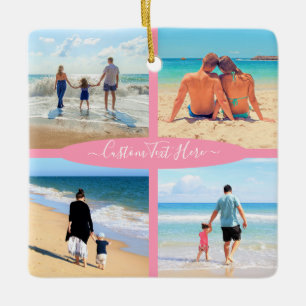 Custom Photo Collage Family Love Personalised Text Ceramic Ornament