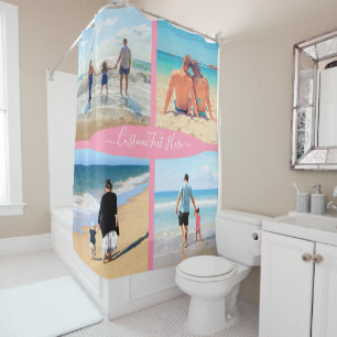 Custom Photo Collage Family Love Personalised Text Shower Curtain