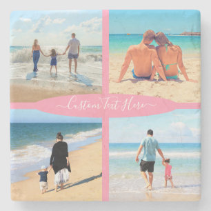 Custom Photo Collage Family Love Personalised Text Stone Coaster