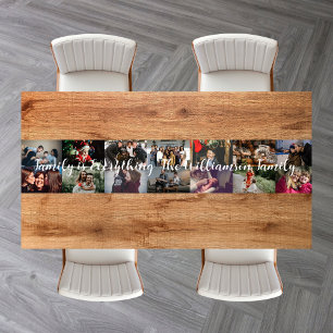Custom Photo Collage Family Name 14 Family photos  Short Table Runner
