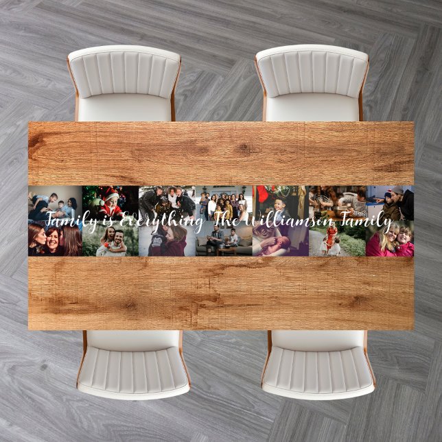 Custom Photo Collage Family Name 14 Family photos  Short Table Runner (Creator Uploaded)