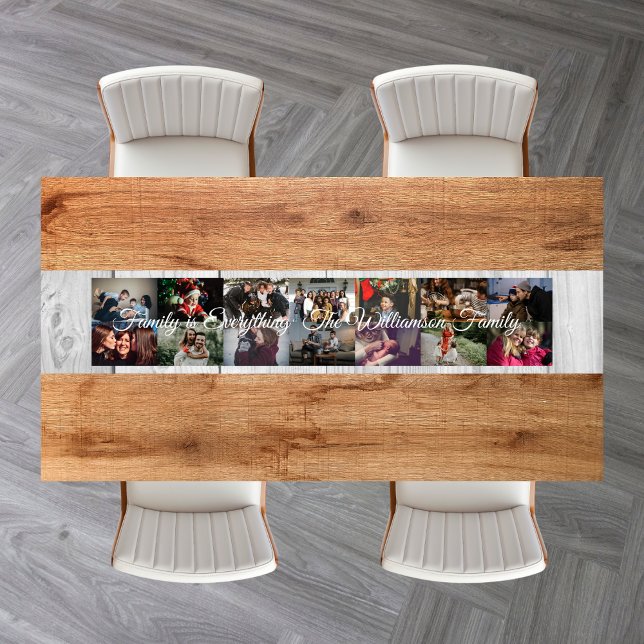 Custom Photo Collage Family Name 14 Family photos  Short Table Runner (Creator Uploaded)