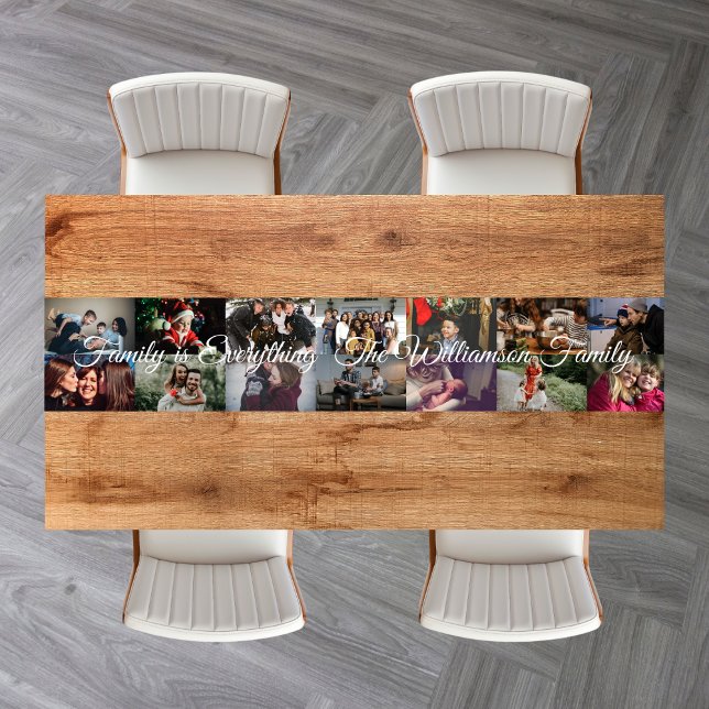 Custom Photo Collage Family Name 14 Family photos  Short Table Runner (Creator Uploaded)