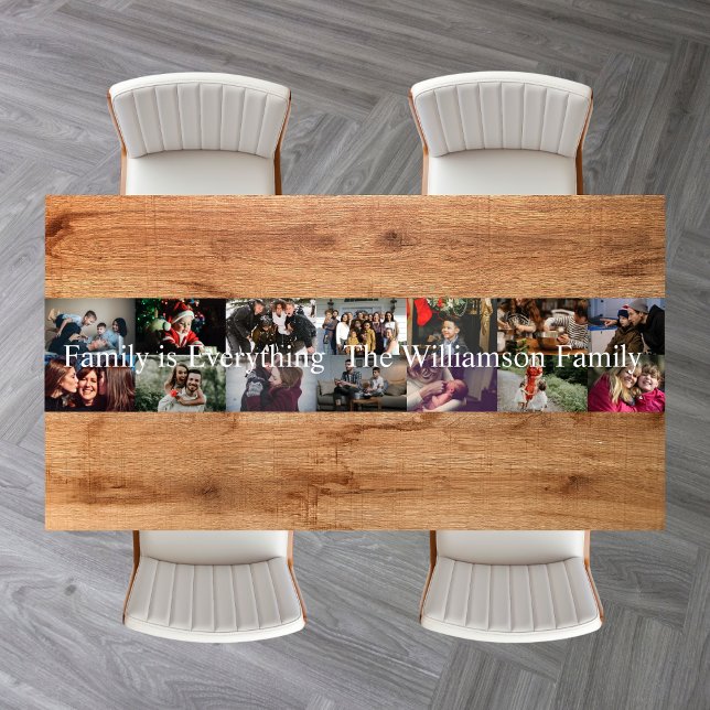 Custom Photo Collage Family Name 14 Family photos  Short Table Runner (Creator Uploaded)