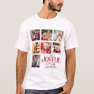 Custom Photo Collage Family Name Christmas Mens T-Shirt