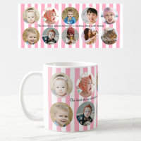 Custom Photo Collage Family Picture Pink Stripe