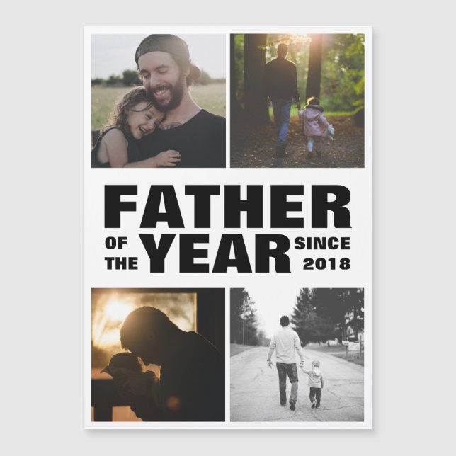 Custom Photo Collage Fathers Day Magnetic Card (Front)