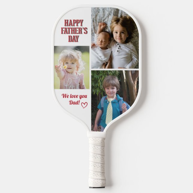 Custom Photo Collage Father's Day Pickleball Paddle (Front)