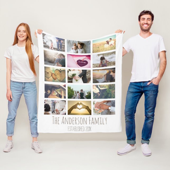 Custom Photo Collage Fleece Blanket (In Situ)