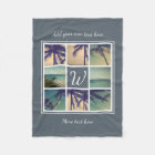 Custom photo collage fleece blanket with monogram